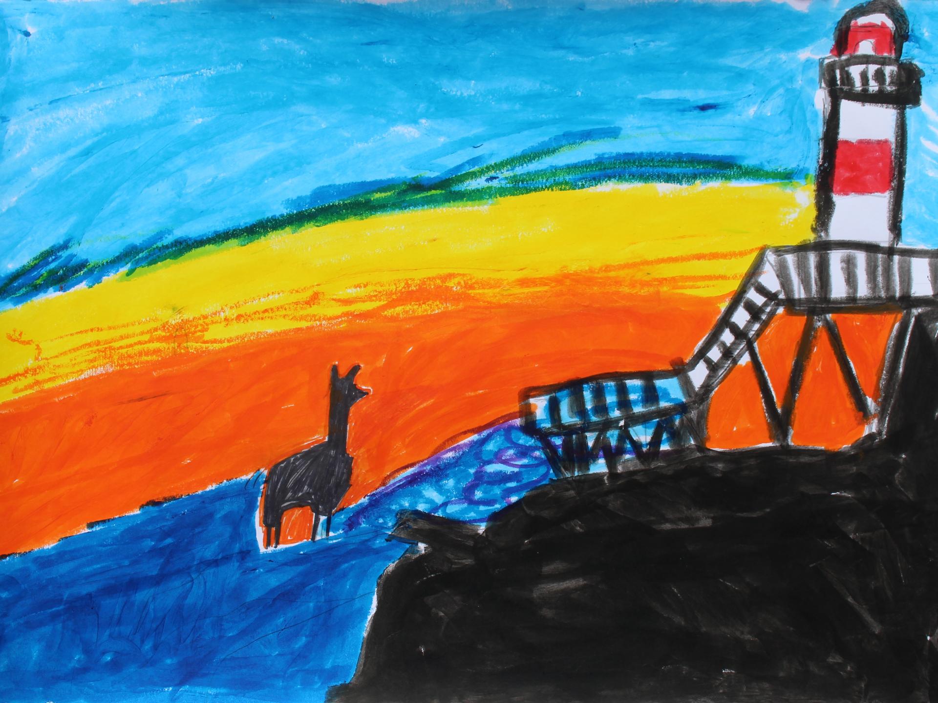 dibujo de faro y Mito, el llamito.