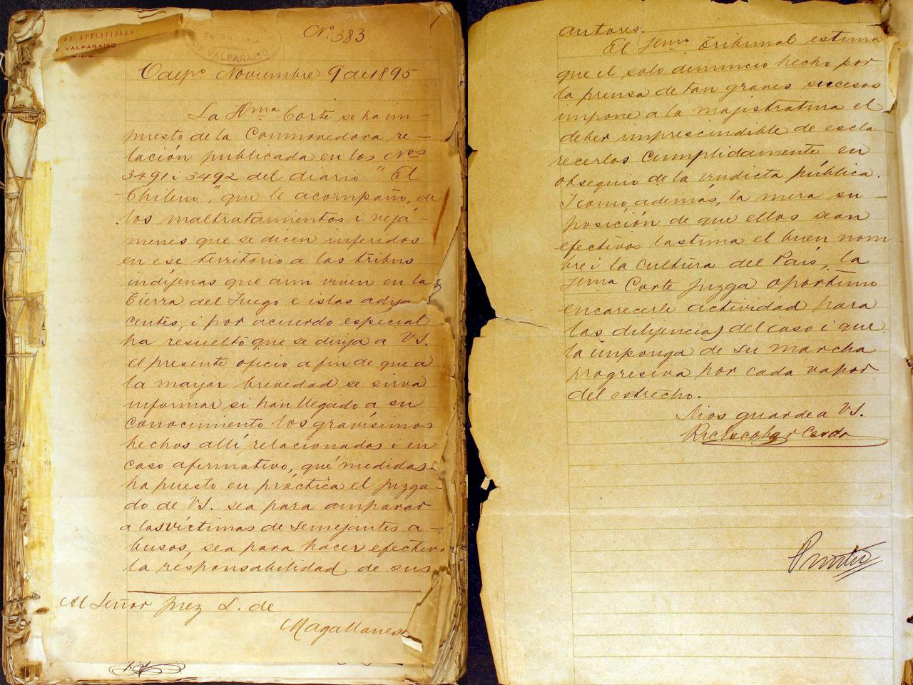 Solicitud de instrucción de sumario por el Juez de la Corte de Apelaciones de Valparaíso