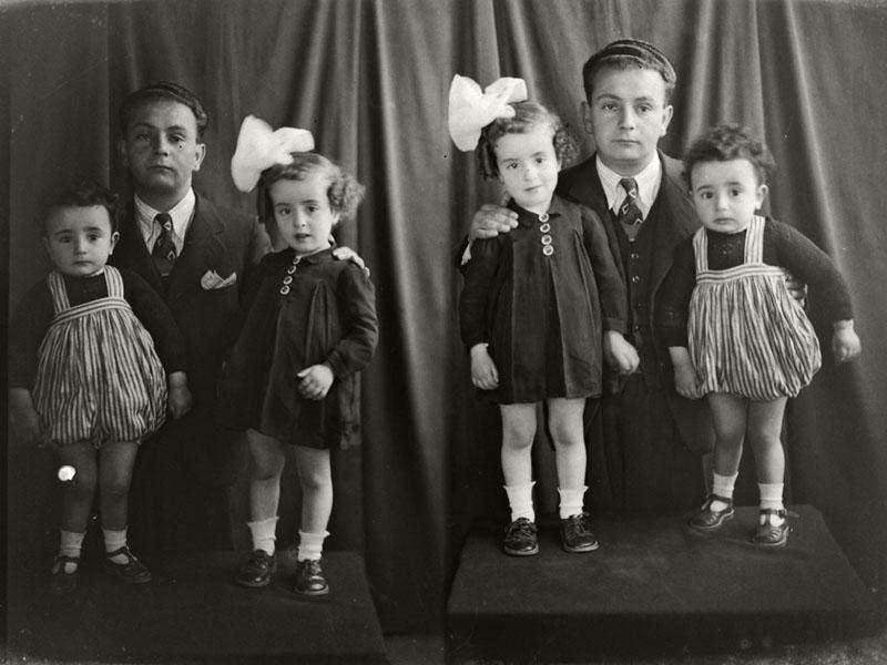 Dos retratos de padre con hijos