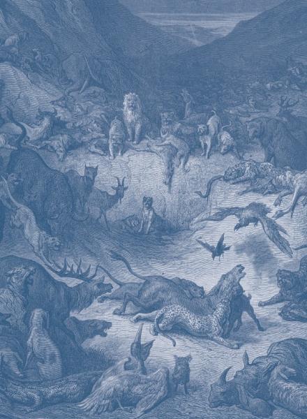 Una multitud de animales en un grabado de Gustave Doré